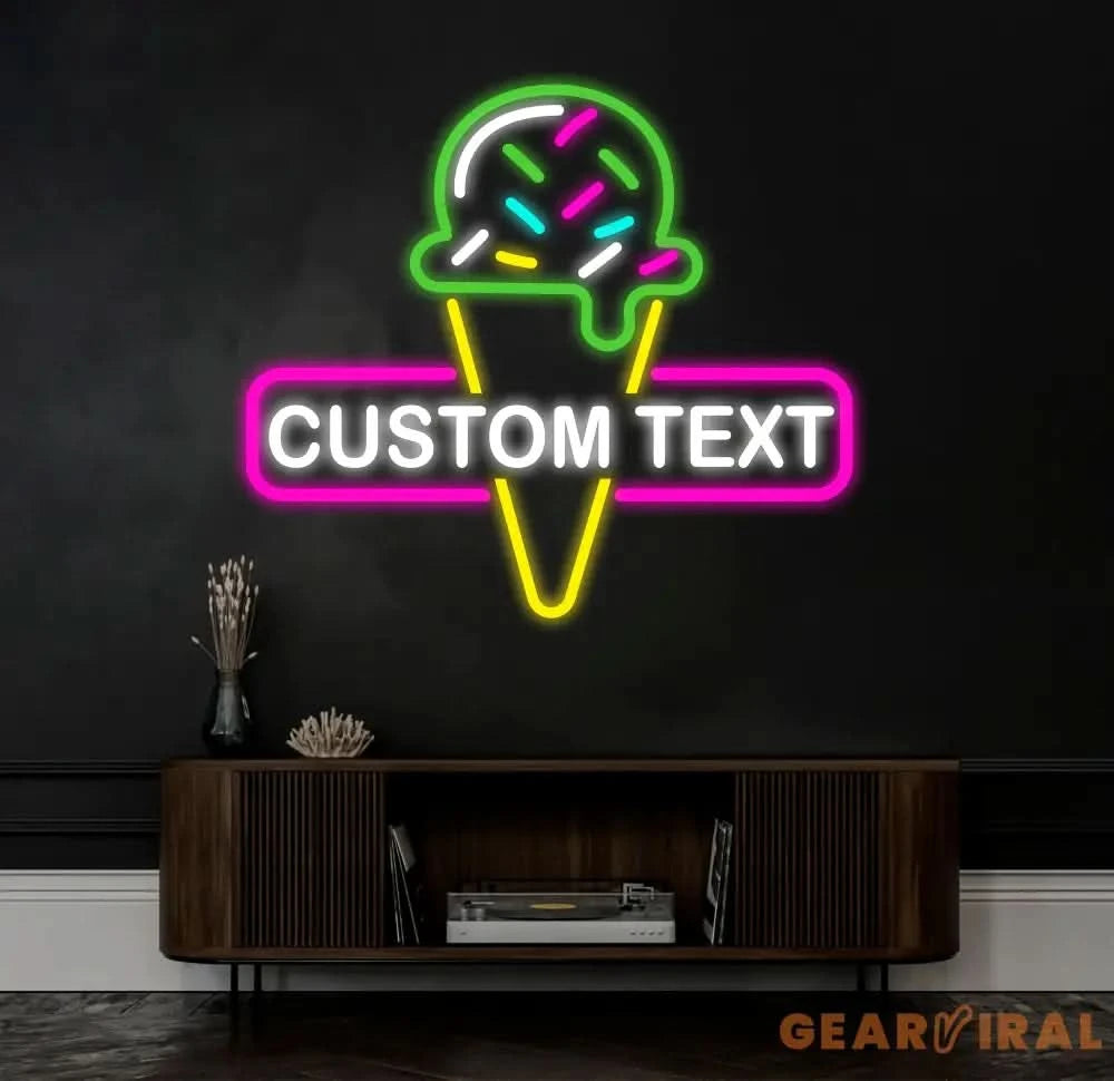 Custom Ice Cream Neon Sign Neon Light for Business Store Cafe Drink Shop Office Bedroom Restaurant Decor Christmas Gift
