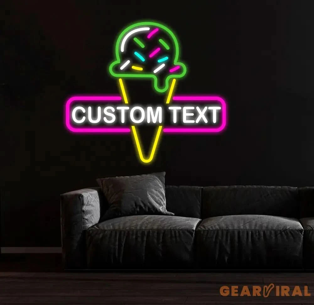 Custom Ice Cream Neon Sign Neon Light for Business Store Cafe Drink Shop Office Bedroom Restaurant Decor Christmas Gift