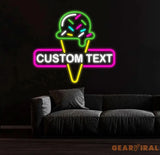 Custom Ice Cream Neon Sign Neon Light for Business Store Cafe Drink Shop Office Bedroom Restaurant Decor Christmas Gift
