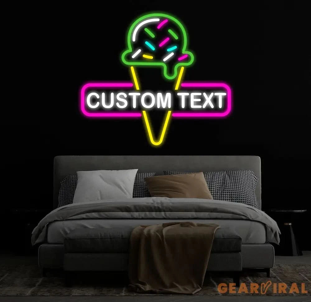 Custom Ice Cream Neon Sign Neon Light for Business Store Cafe Drink Shop Office Bedroom Restaurant Decor Christmas Gift