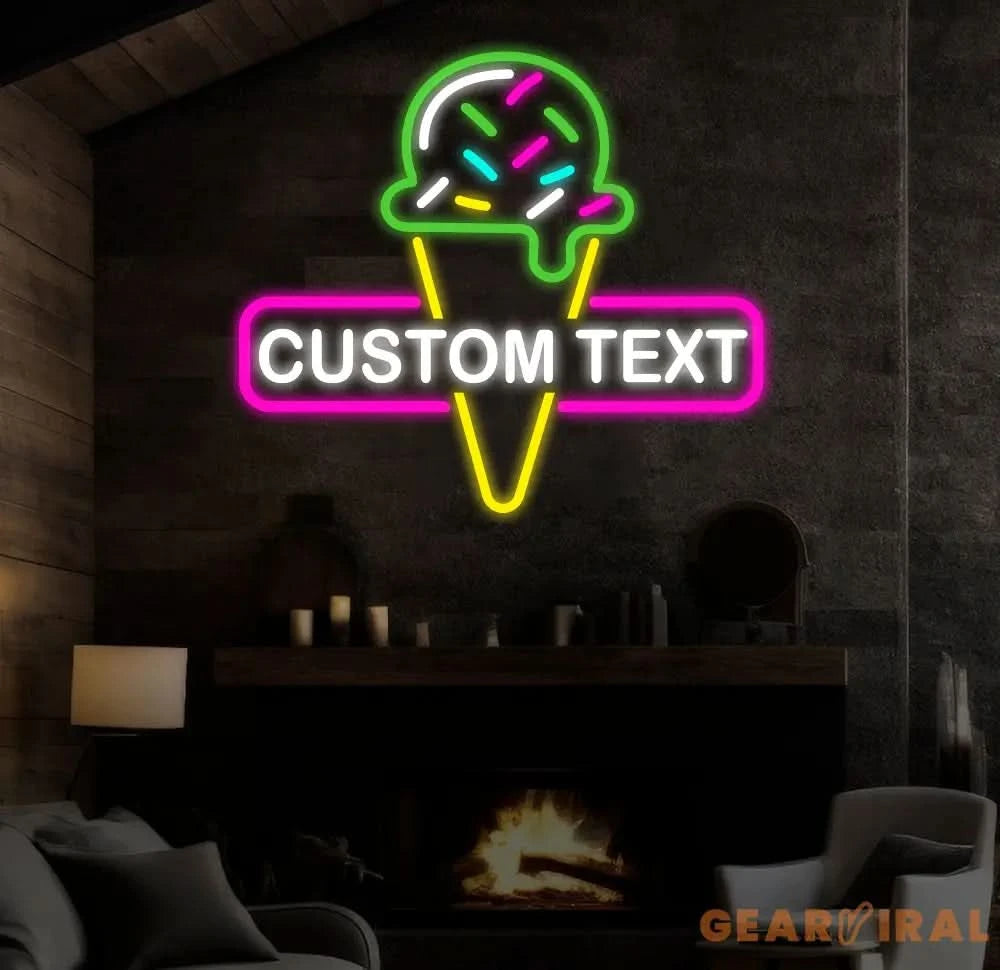 Custom Ice Cream Neon Sign Neon Light for Business Store Cafe Drink Shop Office Bedroom Restaurant Decor Christmas Gift