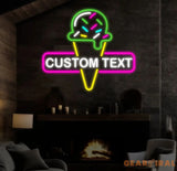 Custom Ice Cream Neon Sign Neon Light for Business Store Cafe Drink Shop Office Bedroom Restaurant Decor Christmas Gift
