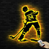 Custom Ice Hockey Metal Wall Art LED Light - Personalized Player Stick Sign Home Decor - - Ideal for Home Decor & Gift | GearViral
