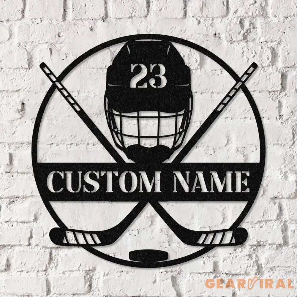 Custom Ice Hockey Metal Wall Art LED Light - Personalized Player Stick Sign Home Decor Wall Decor