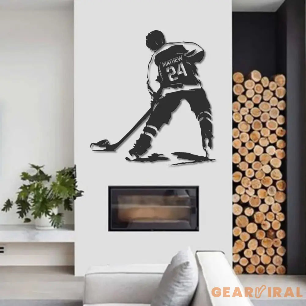 Custom Ice Hockey Metal Wall Art LED Light - Personalized Player Stick Sign Home Decor - Ideal for Home Decor & Gift