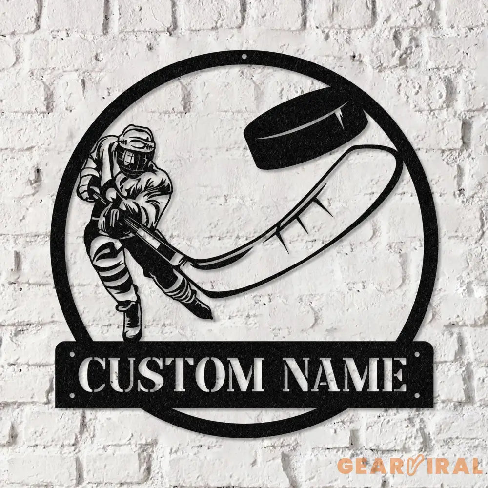 Custom Ice Hockey Metal Wall Art LED Light Personalized Player Stick Sign Home Decor Kid Boy Girl Lover Nursery
