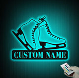 Custom Ice Skates Metal Wall Art With Led Lights - Personalized Ice Skates Sign - Christmas Gift - Birthday Gift | GearViral