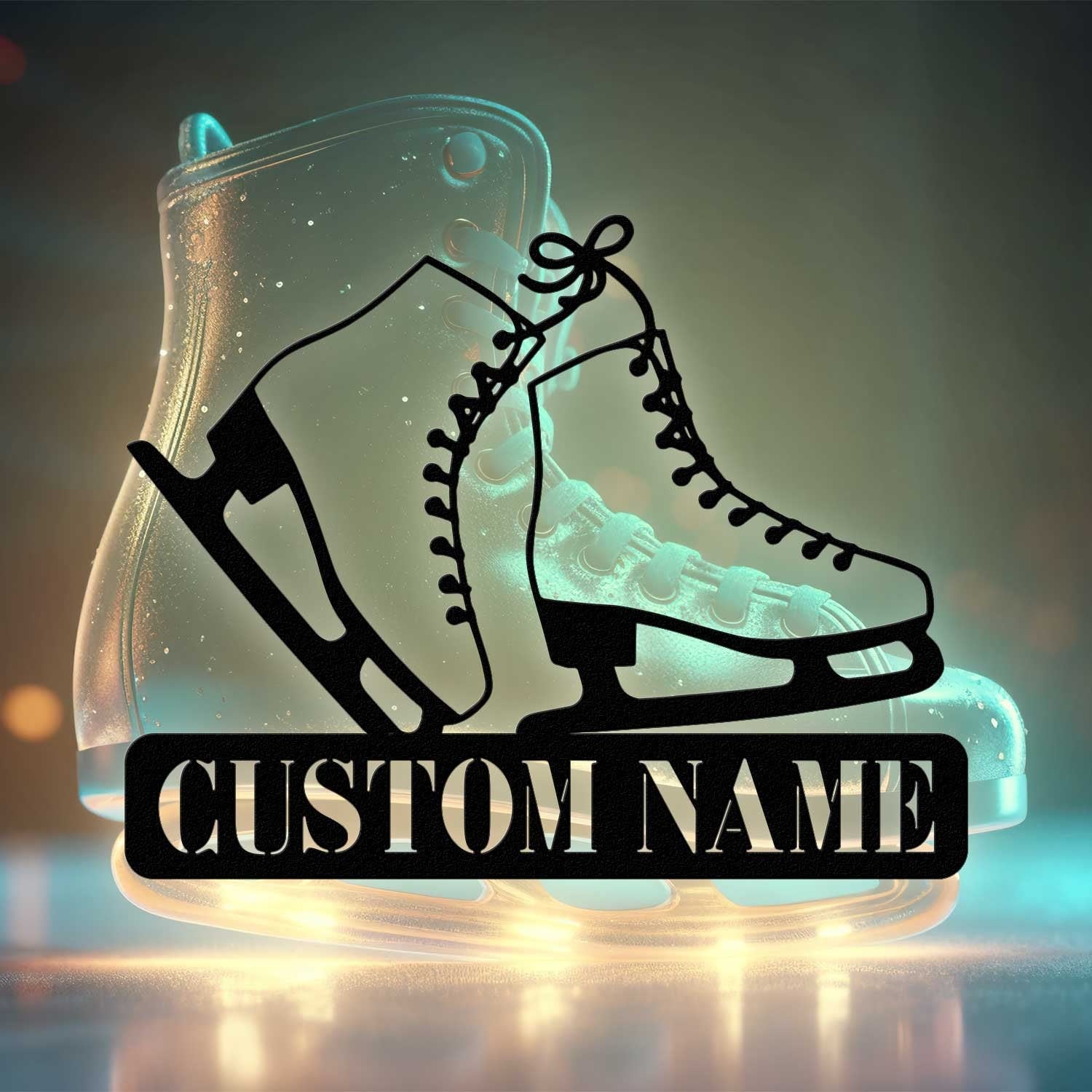 Custom Ice Skates Metal Wall Art With Led Lights - Personalized Ice Skates Sign - Christmas Gift - Birthday Gift | GearViral