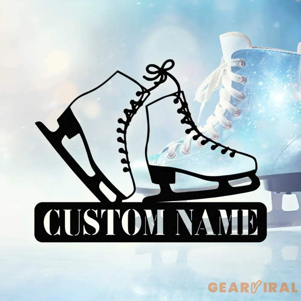 Custom Ice Skates Metal Wall Art With Led Lights - Personalized Ice Skates Sign - Christmas Gift - Birthday Gift