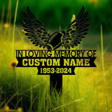 Custom In Loving Memory Football with Wings Memorial Plaque Stake Personalized Football Metal Sign Sympathy Gift