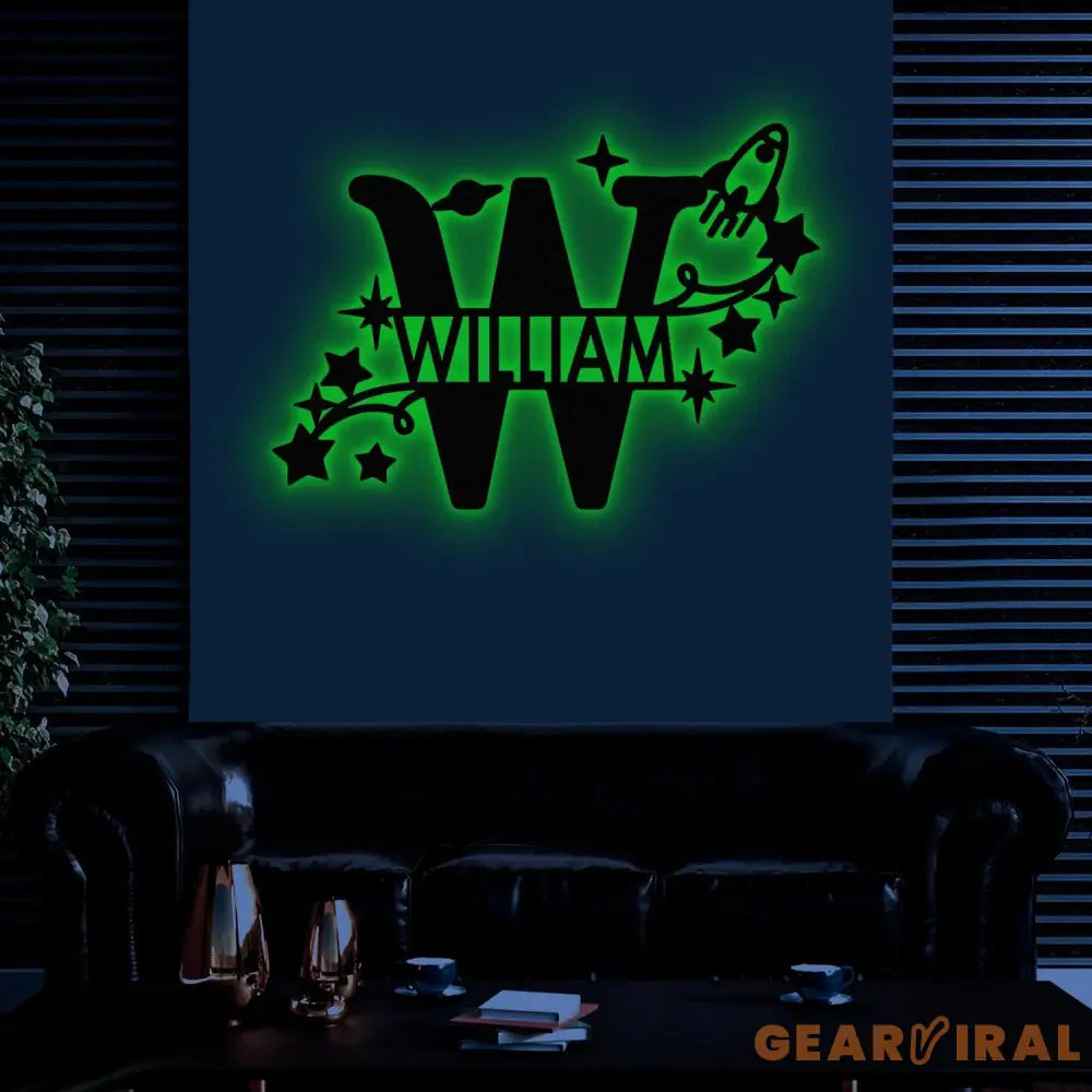 Custom Initial Baby Name Sign with Led Light Personalized Children’s Name Bedroom Sign Nursery Sign Baby Boy Girl Name