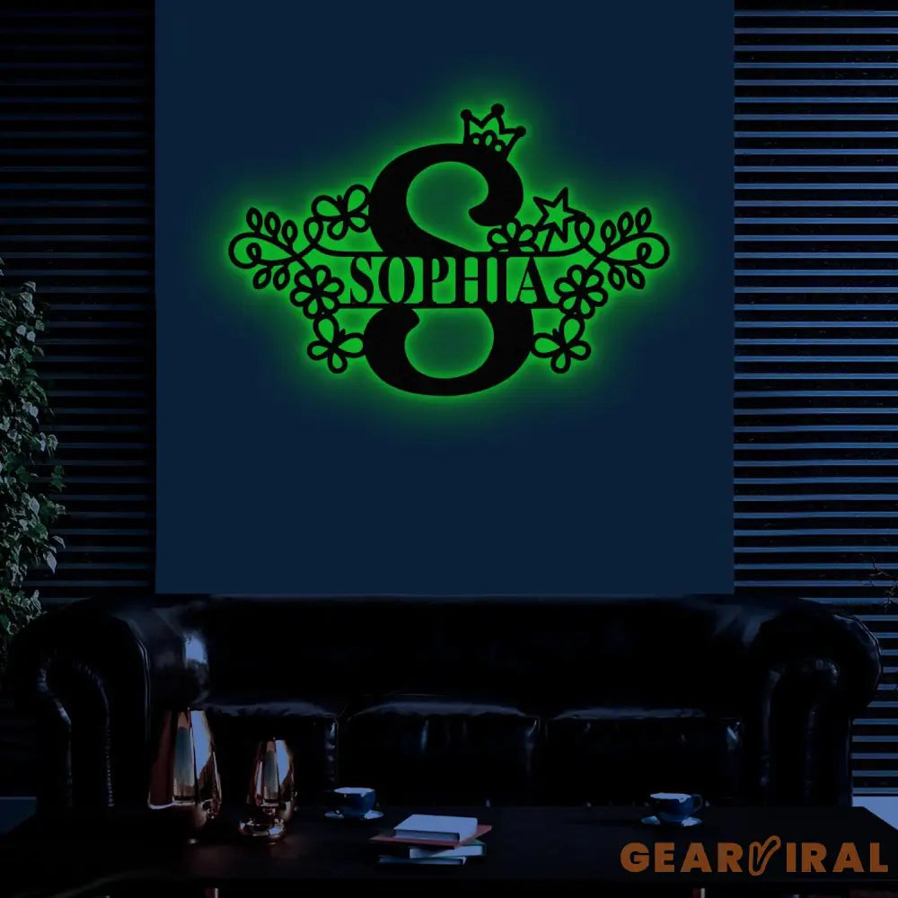 Custom Initial Baby Name Sign with Led Light Personalized Children’s Name Bedroom Sign Nursery Sign Baby Boy Girl Name