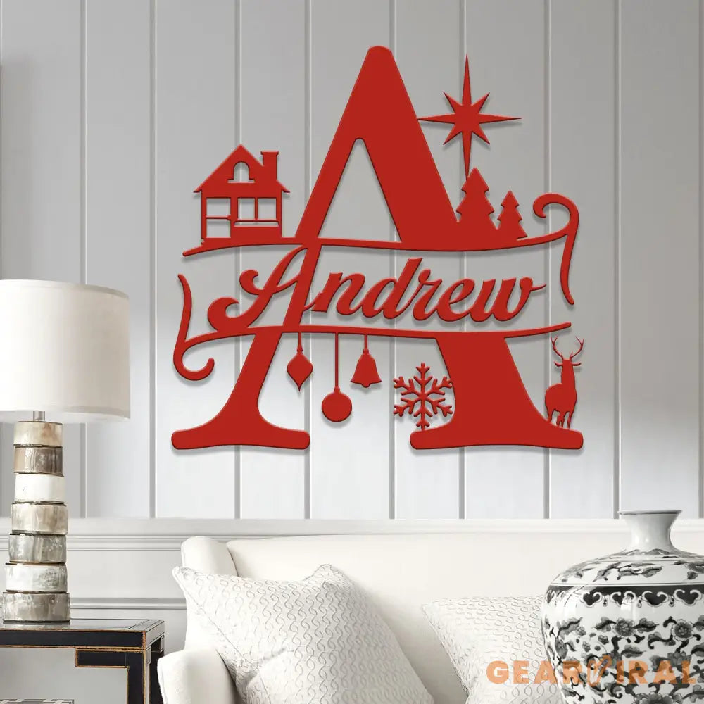 Custom Initial Christmas Metal Sign Personalized Christmas Name Sign Christmas Decor Christmas Family Gift Letter Decor