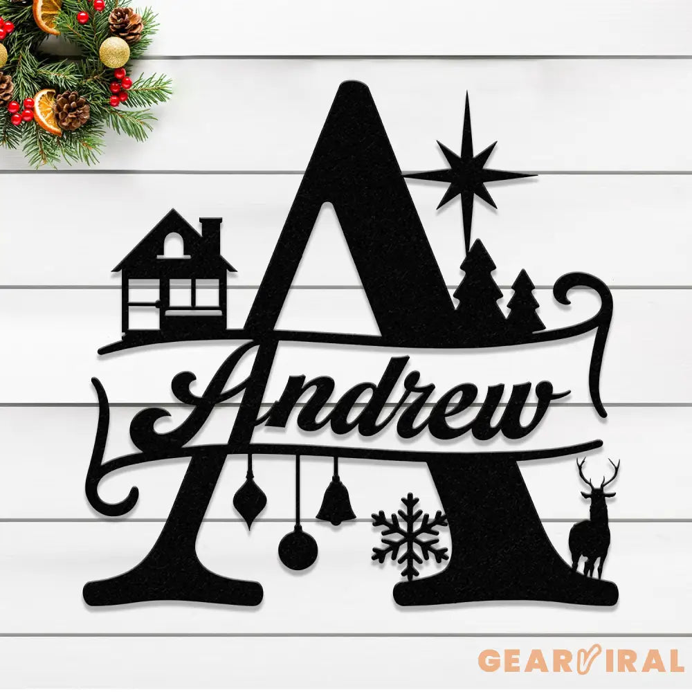 Custom Initial Christmas Metal Sign Personalized Christmas Name Sign Christmas Decor Christmas Family Gift Letter Decor
