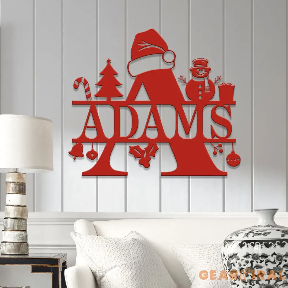 Custom Initial Christmas Metal Sign Personalized Christmas Name Sign Christmas Decor Christmas Family Gift Letter Decor