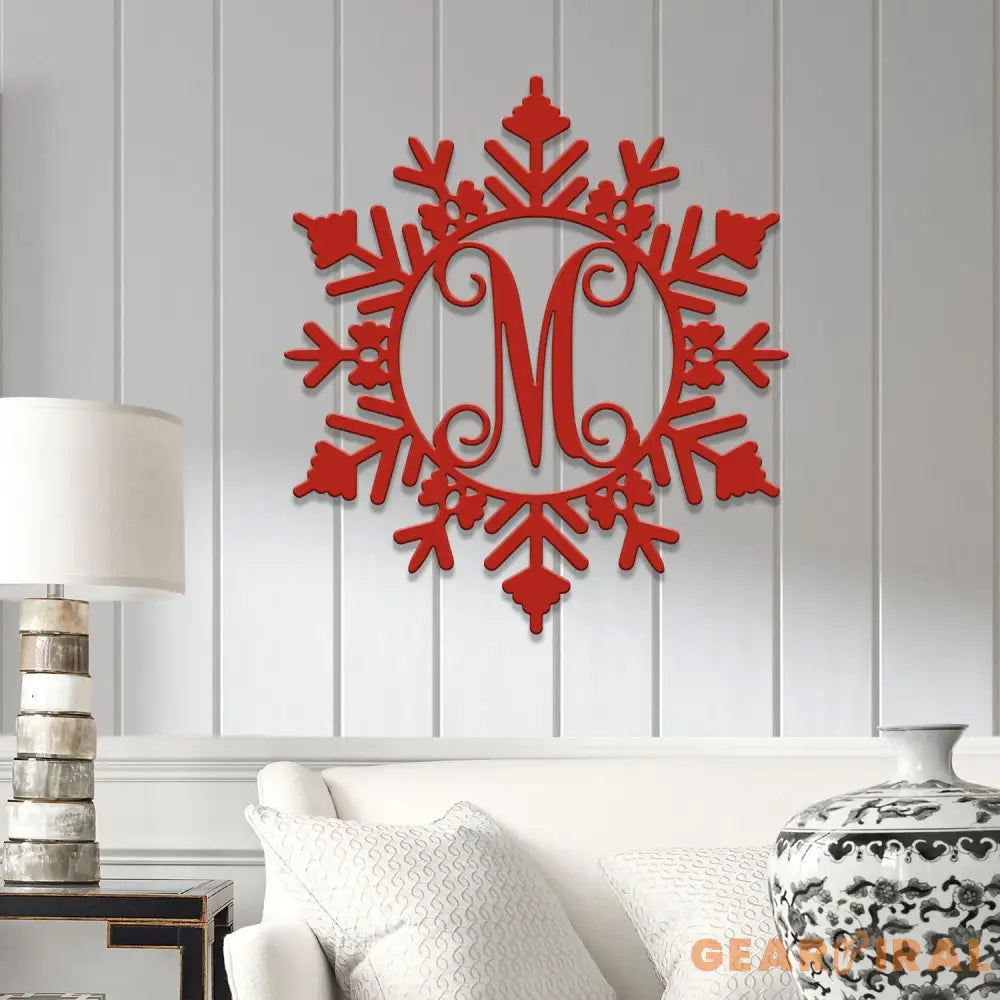 Custom Initial Christmas Metal Sign Personalized Snowflake Name Sign Christmas Decor Christmas Family Gift Letter Decor