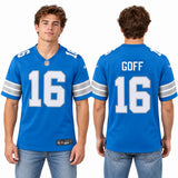Custom Jared Goff Detroit Lions Fan Inspired Game Jersey - Blue