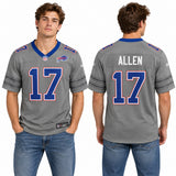 Custom Josh Allen Buffalo Bills Fan Inspired Nickel City Game Jersey - Gray