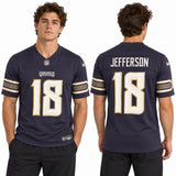 Custom Justin Jefferson Minnesota Vikings Fan Inspired 2026 Rivalries Collection Stitched Premium Limited Jersey - Purple