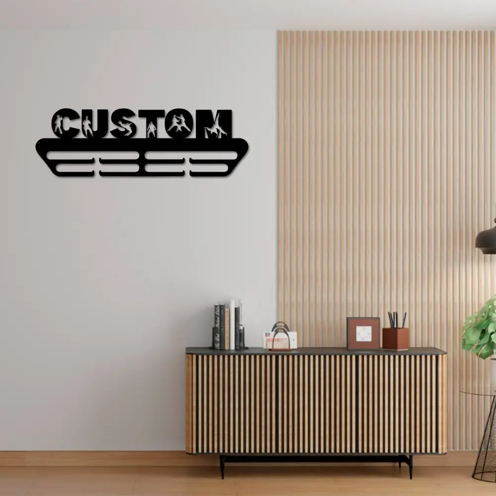 Custom Karate Medal Hanger Metal Wall Art LED Light Karate Boy Name Metal Sign Martial Arts Metal Holder Light Home