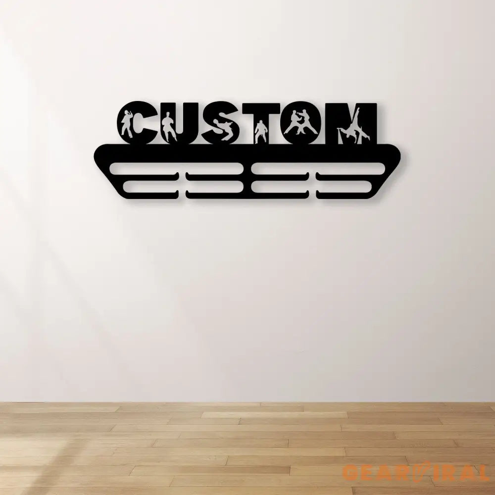 Custom Karate Medal Hanger Metal Wall Art LED Light Karate Boy Name Metal Sign Martial Arts Metal Holder Light Home