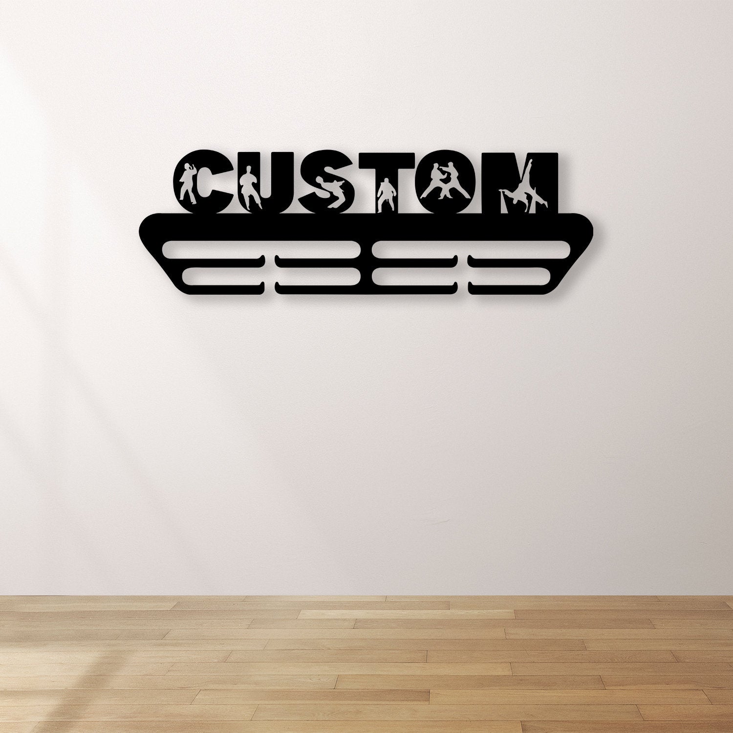 Custom Karate Medal Hanger Metal Wall Art LED Light, Karate Boy Name Metal Sign, Martial Arts Metal Holder Light, Home Metal Wall Decor