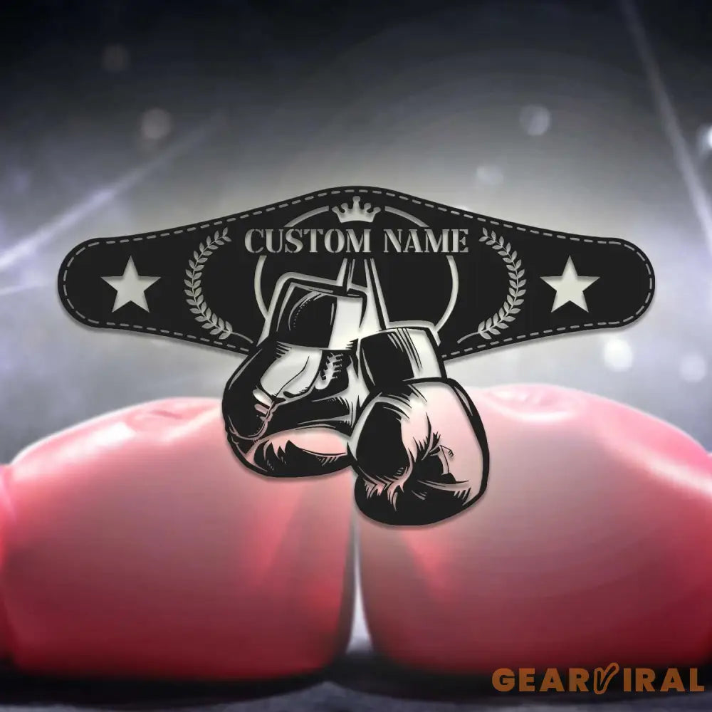 Custom King Boxer Belt Name Sign Home Decor - Personalized Boxing Gloves Metal Wall Art with LED Light - Ideal for Home
