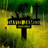 Custom Kneeling Football Player Memorial Plaque Stake Personalized Football Metal Cross Sign Sympathy Gift Outdoor
