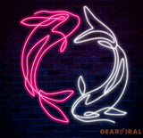 Custom Koi Fish Neon Sign – Yin Yang-Inspired Pink and White LED Wall Art for Home Office or Café Decor – Unique Zen