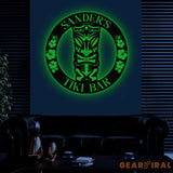 Custom Ku Tiki Bar Metal Sign with Led Light Personalized Tiki Lounge Name Sign Hawaiian Tribal Polynesian Decoration