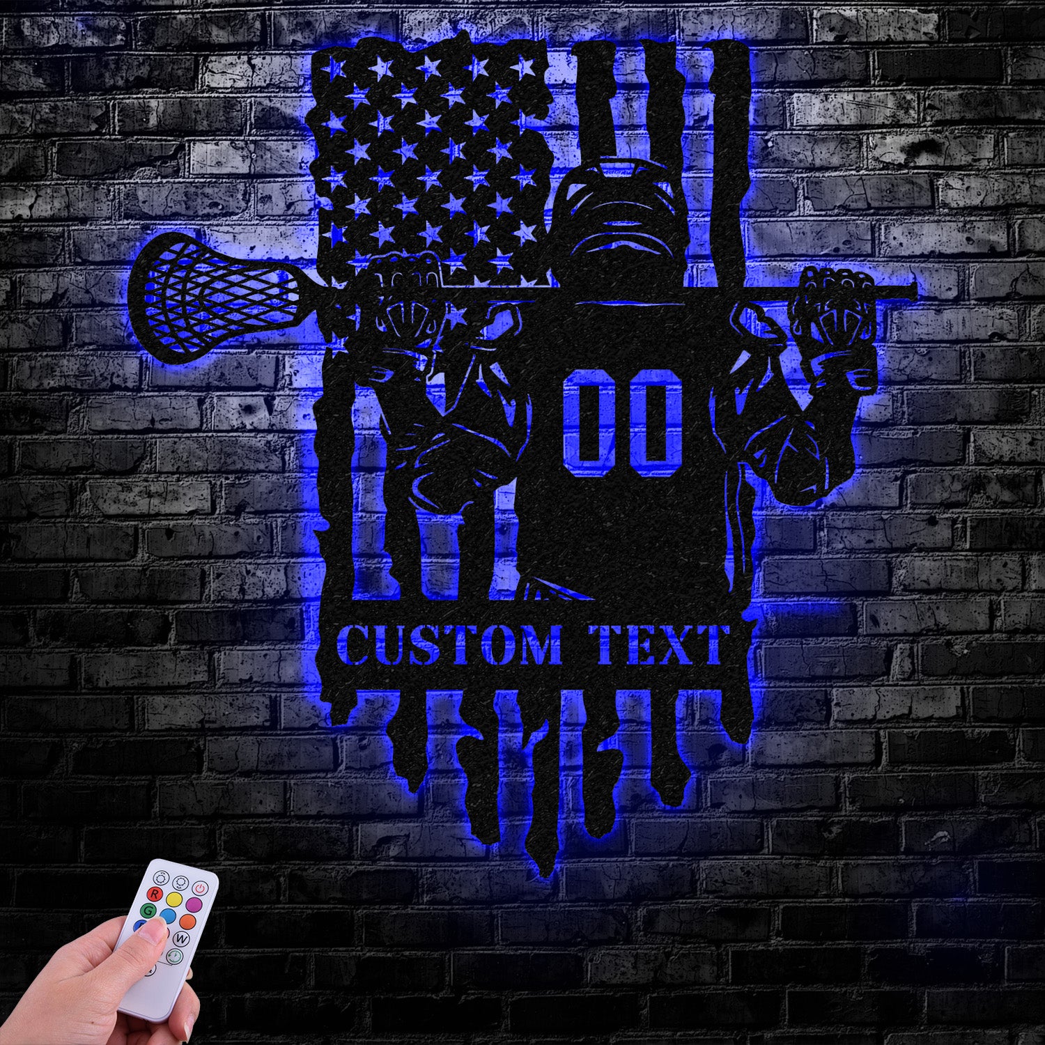 Custom Lacrosse Metal Wall Art LED Light, Personalized Lacrosse Player Metal Name Sign Decor, Sport Room Fan Club Metal Sign Wall Decor