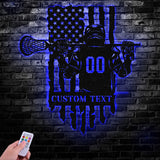 Custom Lacrosse Metal Wall Art LED Light, Personalized Lacrosse Player Metal Name Sign Decor, Sport Room Fan Club Metal Sign Wall Decor