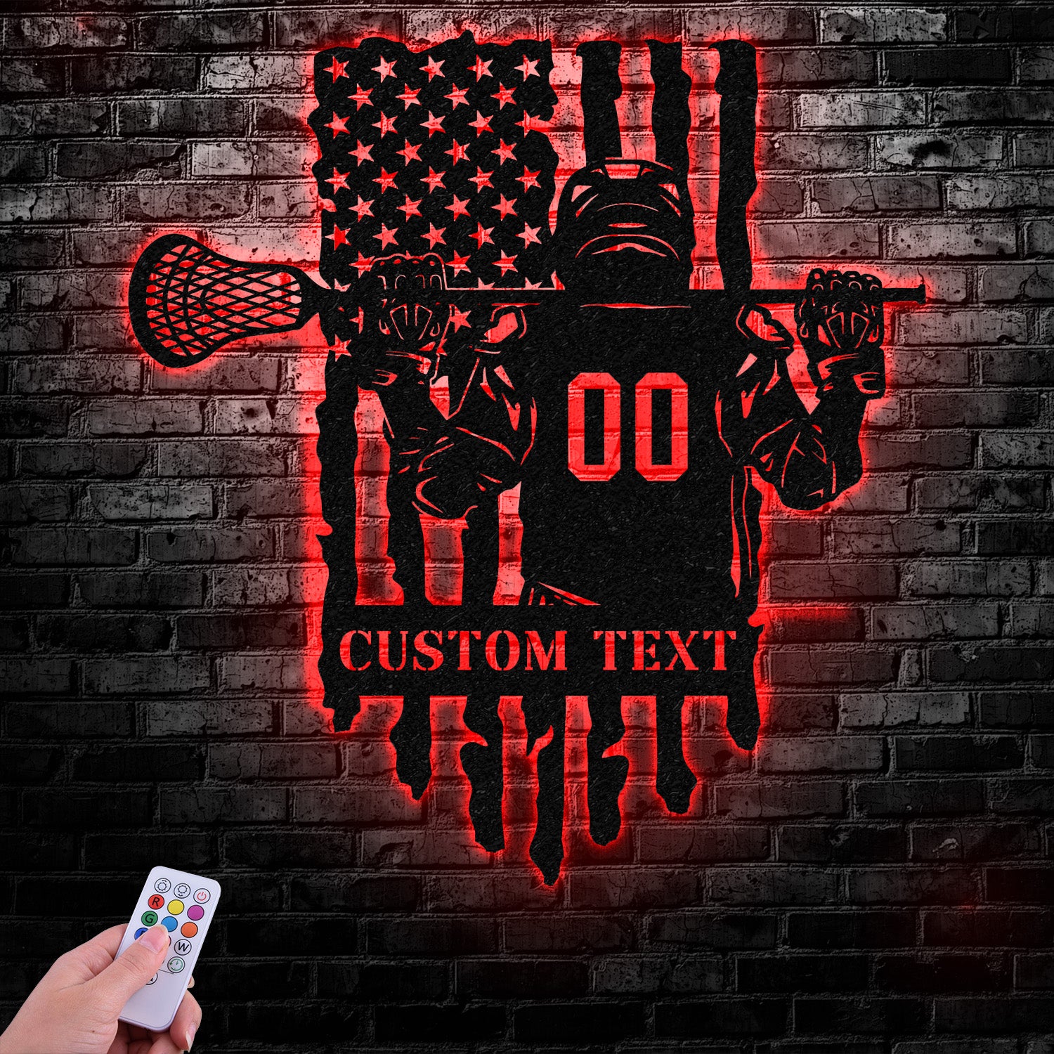 Custom Lacrosse Metal Wall Art LED Light, Personalized Lacrosse Player Metal Name Sign Decor, Sport Room Fan Club Metal Sign Wall Decor