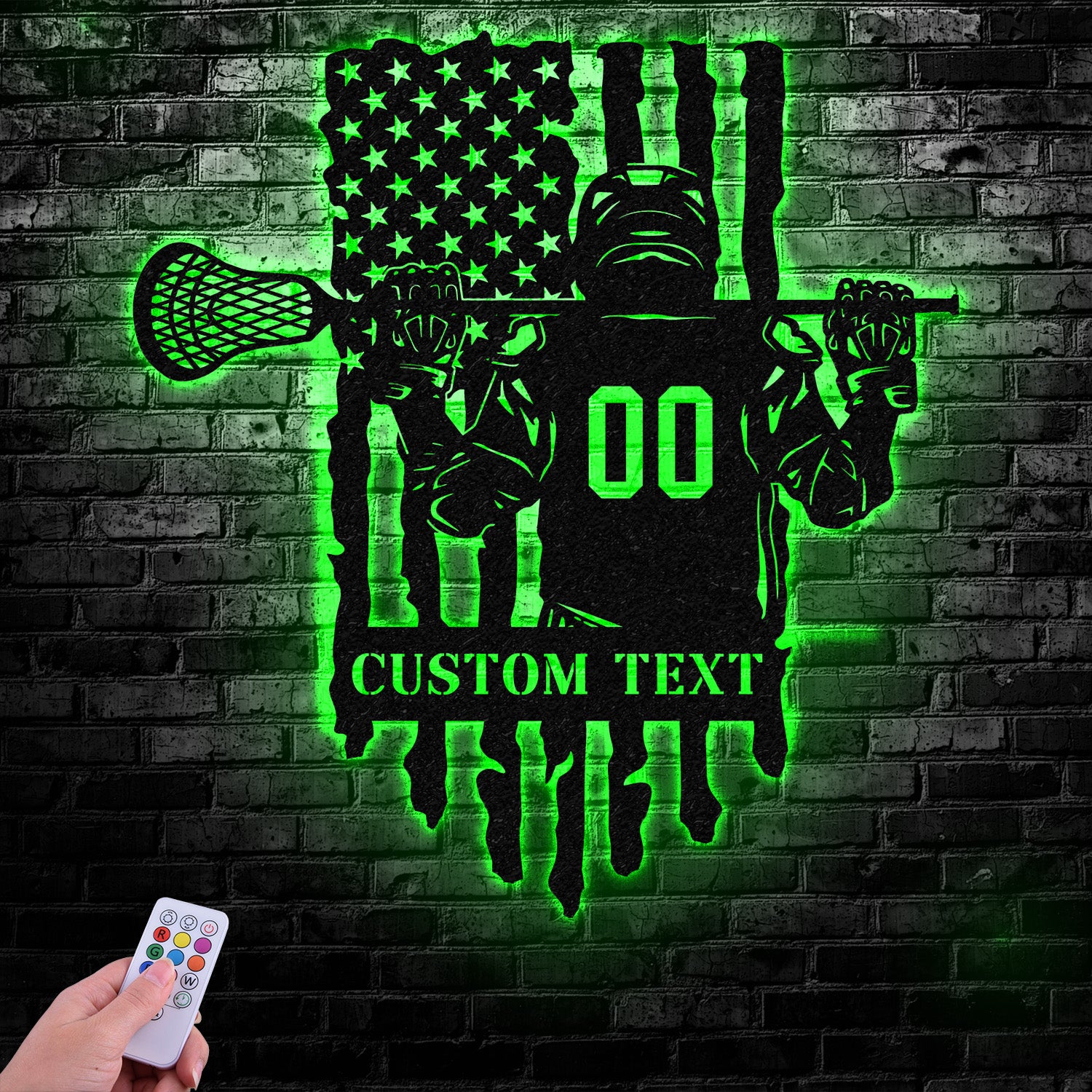 Custom Lacrosse Metal Wall Art LED Light, Personalized Lacrosse Player Metal Name Sign Decor, Sport Room Fan Club Metal Sign Wall Decor