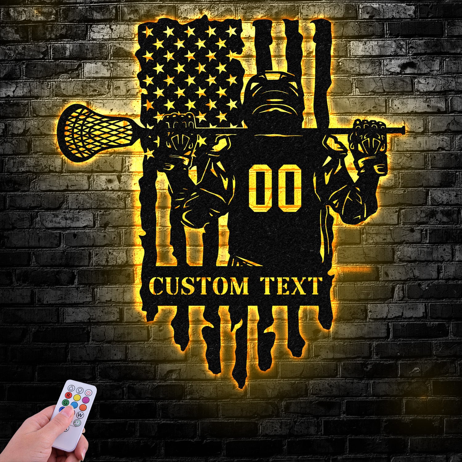 Custom Lacrosse Metal Wall Art LED Light, Personalized Lacrosse Player Metal Name Sign Decor, Sport Room Fan Club Metal Sign Wall Decor