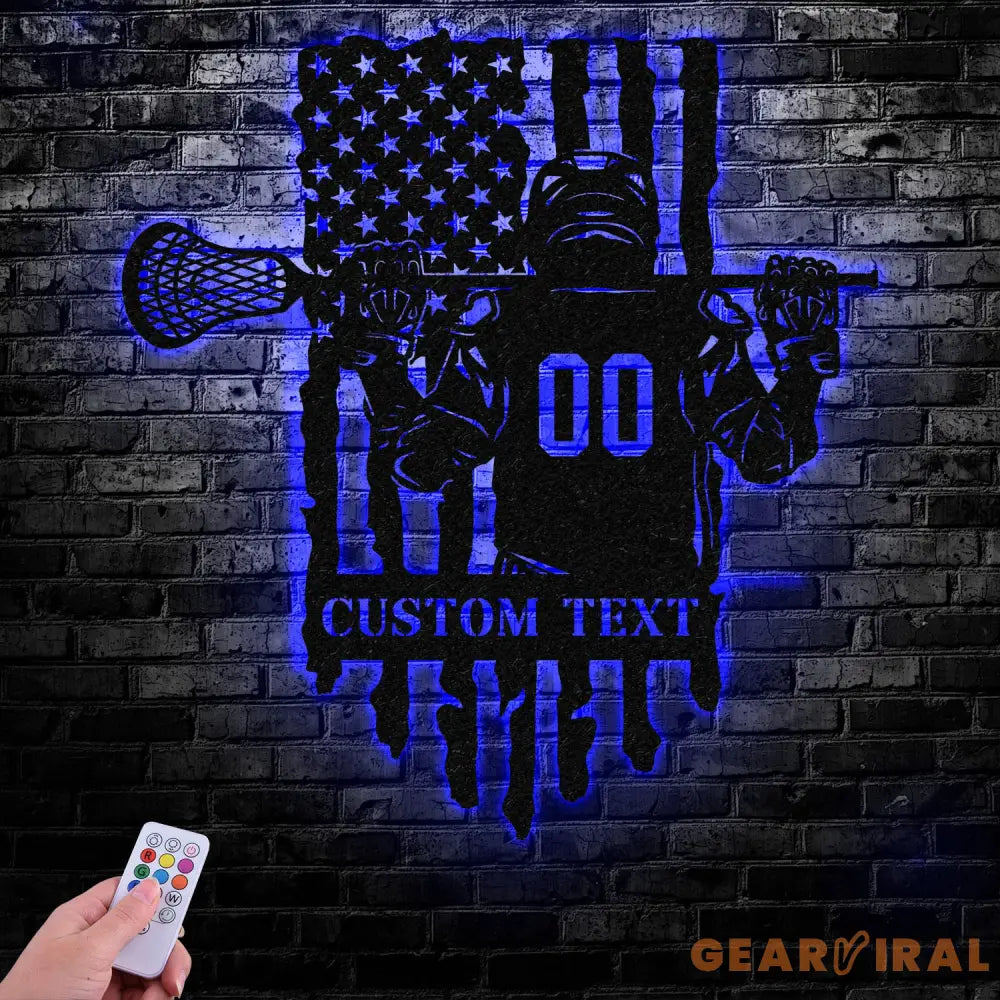 Custom Lacrosse Metal Wall Art LED Light Personalized Lacrosse Player Metal Name Sign Decor Sport Room Fan Club Metal