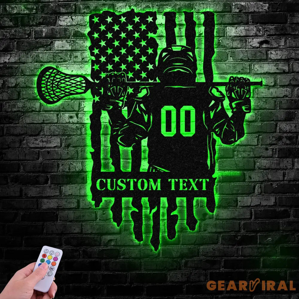 Custom Lacrosse Metal Wall Art LED Light Personalized Lacrosse Player Metal Name Sign Decor Sport Room Fan Club Metal