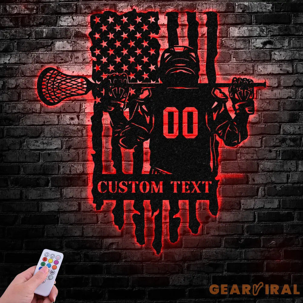 Custom Lacrosse Metal Wall Art LED Light Personalized Lacrosse Player Metal Name Sign Decor Sport Room Fan Club Metal