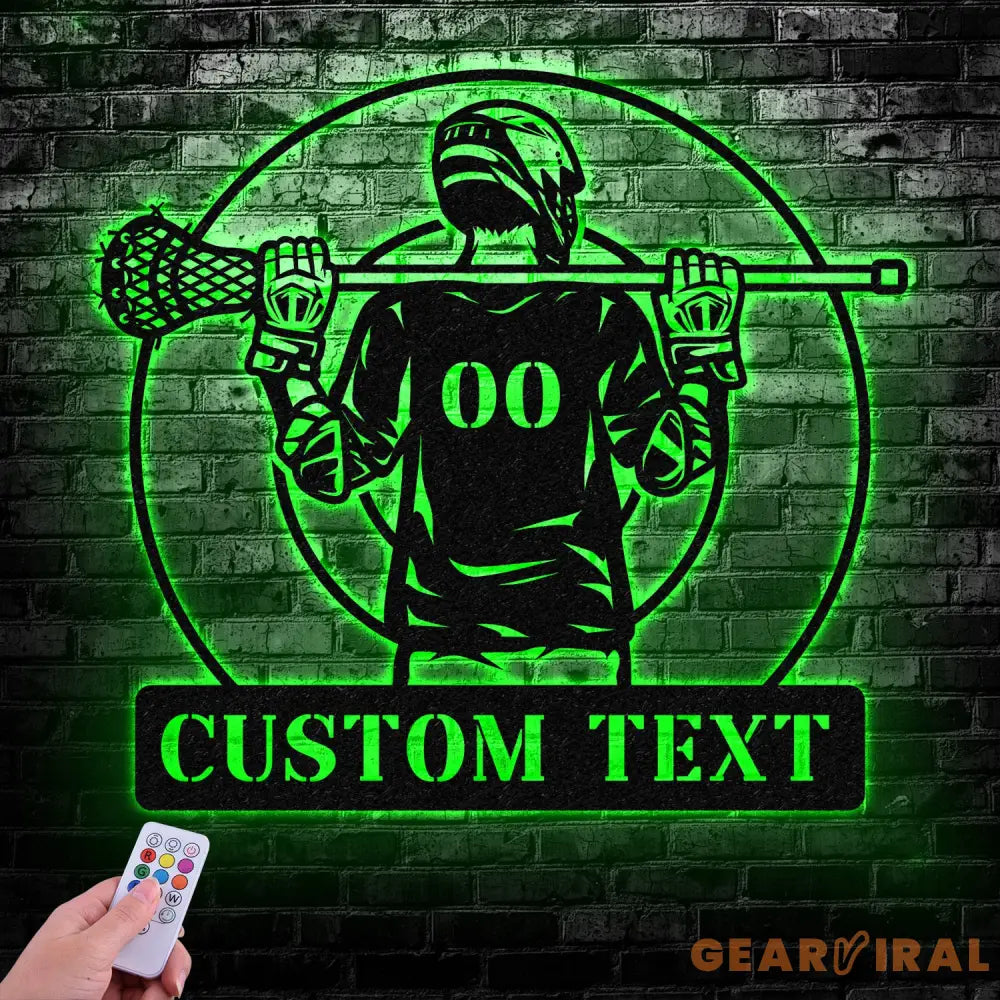 Custom Lacrosse Player Metal Wall Art LED Light Personalized Lacrosse Goalie Name Sign Lacrosse Stick Kid Nursery