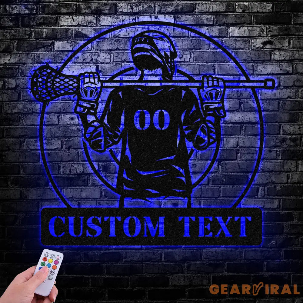 Custom Lacrosse Player Metal Wall Art LED Light Personalized Lacrosse Goalie Name Sign Lacrosse Stick Kid Nursery