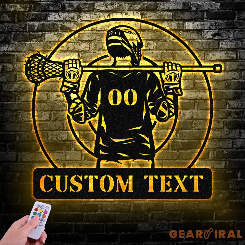 Custom Lacrosse Player Metal Wall Art LED Light Personalized Lacrosse Goalie Name Sign Lacrosse Stick Kid Nursery