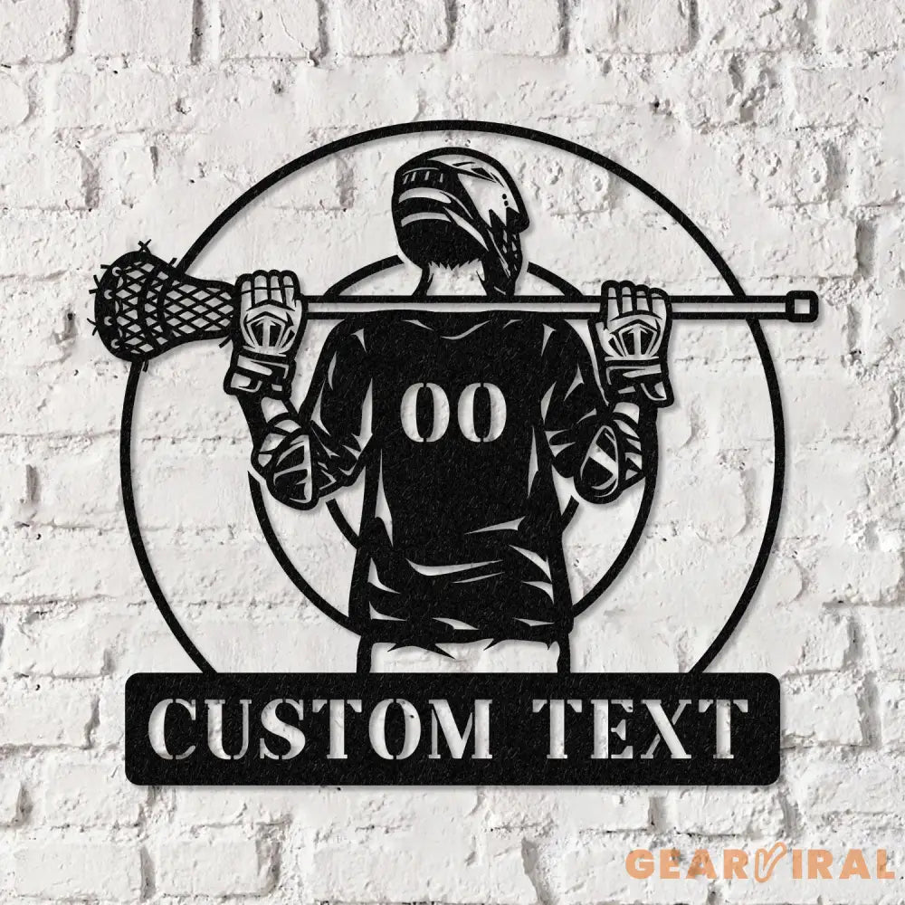 Custom Lacrosse Player Metal Wall Art LED Light Personalized Lacrosse Goalie Name Sign Lacrosse Stick Kid Nursery