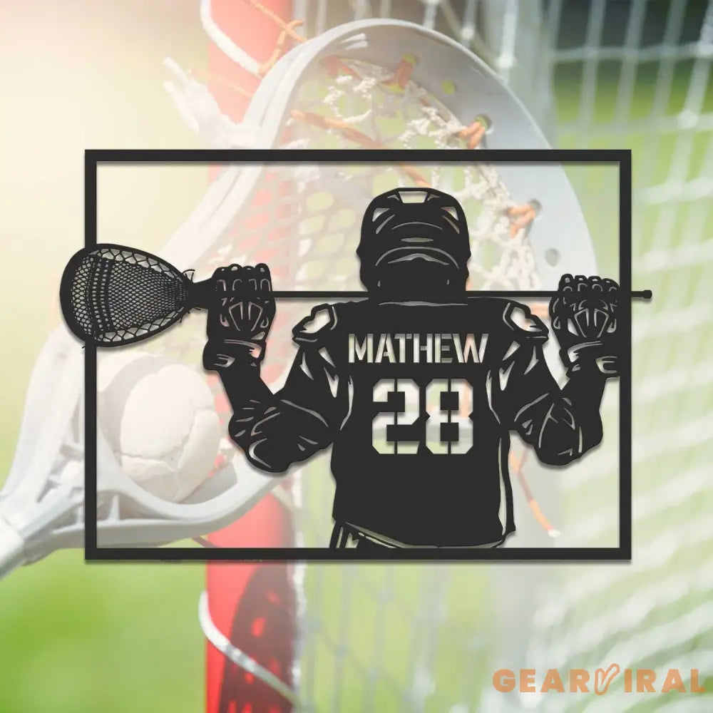 Custom Lacrosse Player Metal Wall Art LED Light Personalized Lacrosse Goalie Name Sign Lacrosse Stick Kid Nursery