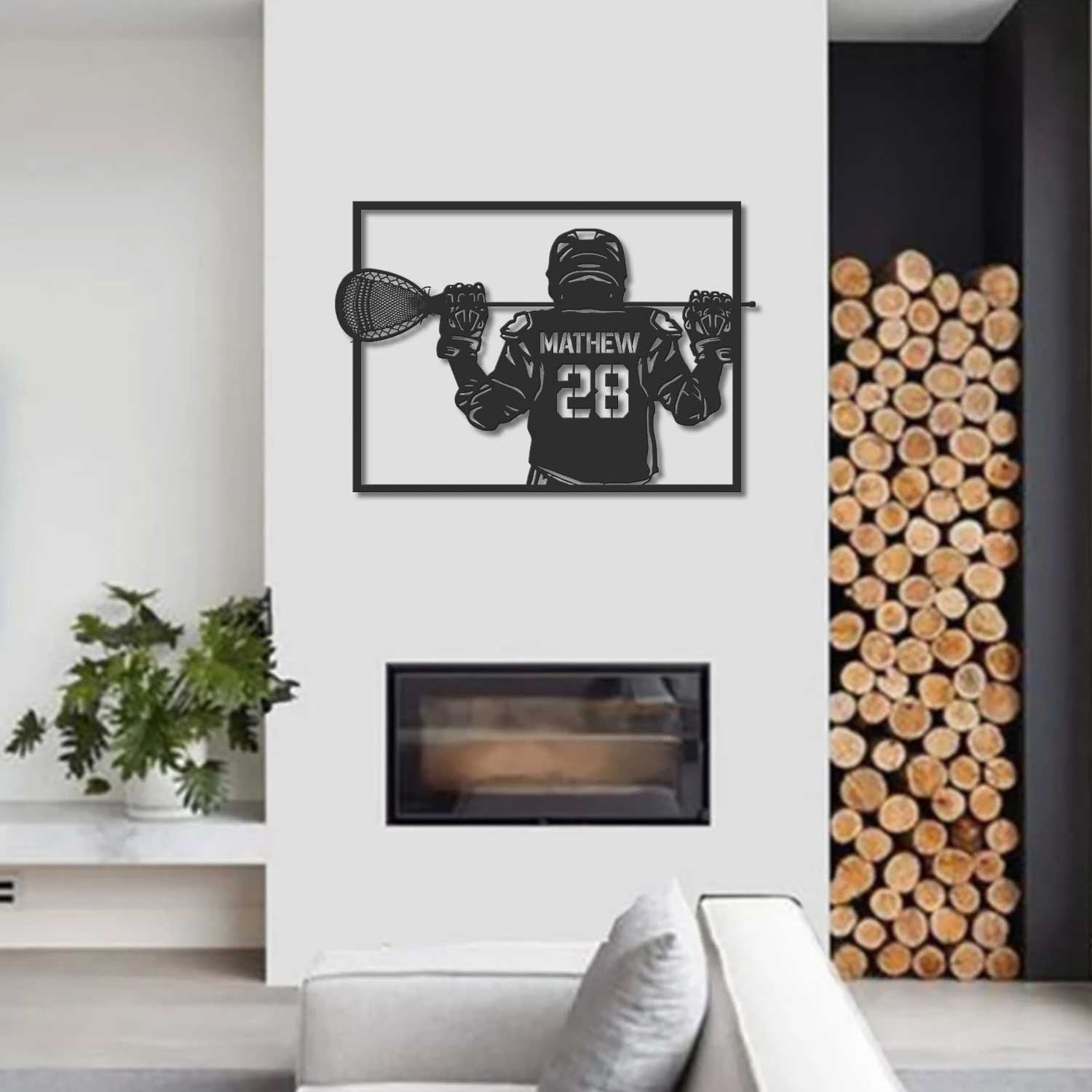 Custom Lacrosse Player Metal Wall Art LED Light Personalized Lacrosse Goalie Name Sign Lacrosse Stick Kid Nursery Decoration Home Decor | GearViral