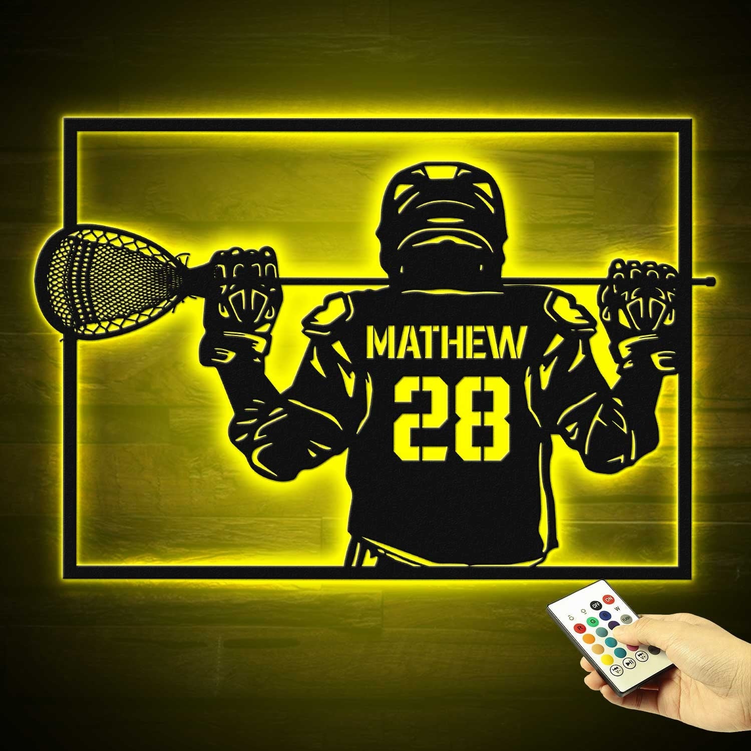 Custom Lacrosse Player Metal Wall Art LED Light Personalized Lacrosse Goalie Name Sign Lacrosse Stick Kid Nursery Decoration Home Decor | GearViral