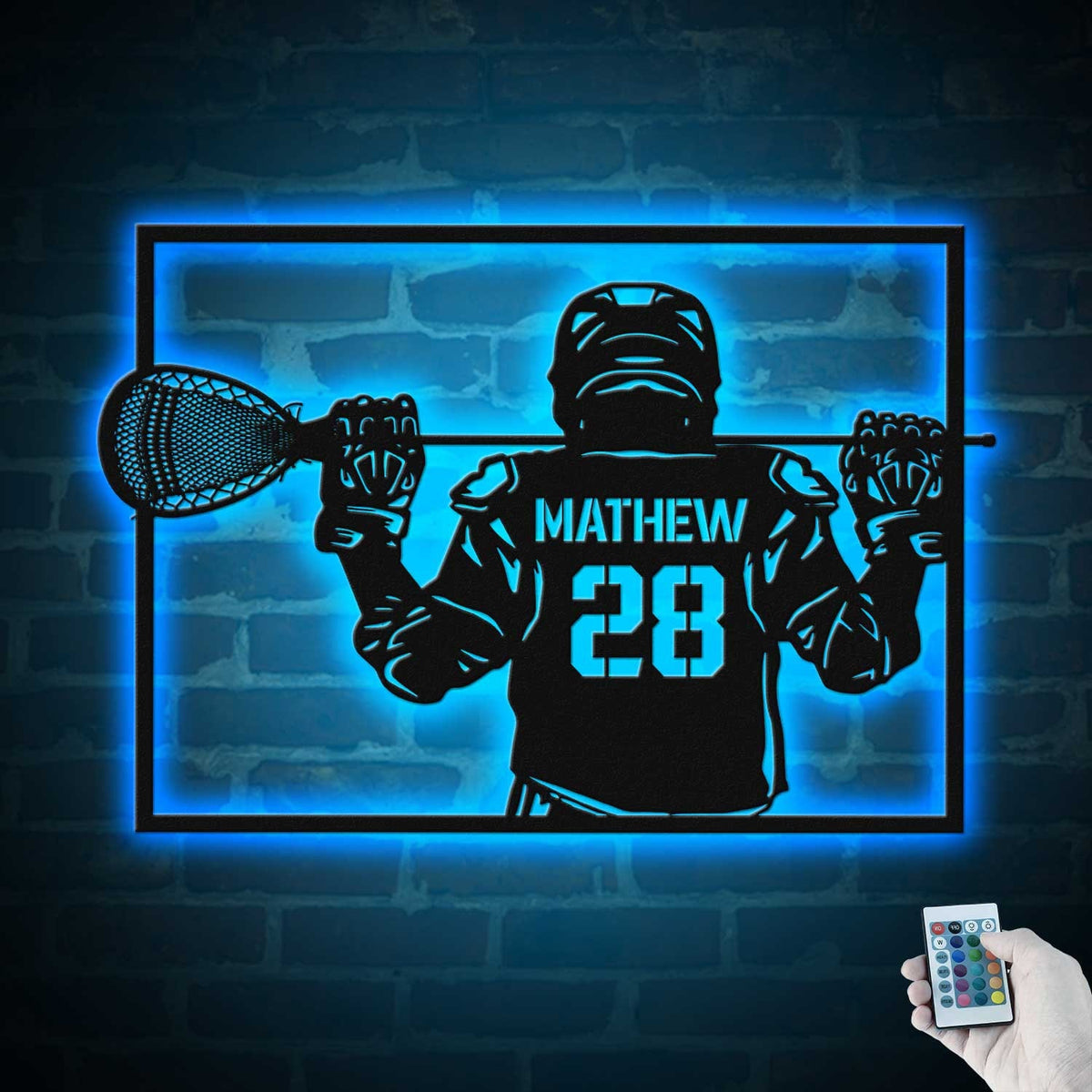Custom Lacrosse Player Metal Wall Art LED Light Personalized Lacrosse Goalie Name Sign Lacrosse Stick Kid Nursery Decoration Home Decor | GearViral