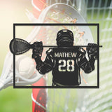 Custom Lacrosse Player Metal Wall Art LED Light Personalized Lacrosse Goalie Name Sign Lacrosse Stick Kid Nursery Decoration Home Decor | GearViral