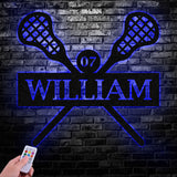 Custom Lacrosse Sign Metal Led Light Wall Art, Sports Name Sign, Lacrosse Home Decor, Lacrosse Sticks, Lacrosse Player Gift