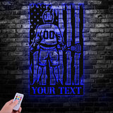 Custom Lacrosse US Flag Metal Wall Art LED Light, Personalized Lacrosse Player Metal Name Sign Decor, Sport Room Fan Club Metal Sign Wall Decor