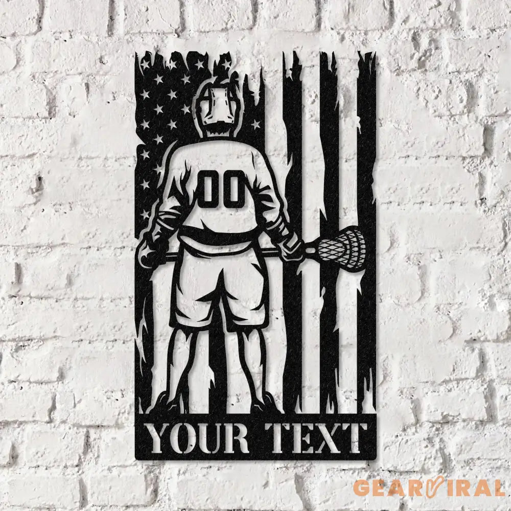 Custom Lacrosse US Flag Metal Wall Art LED Light Personalized Lacrosse Player Metal Name Sign Decor Sport Room Fan Club